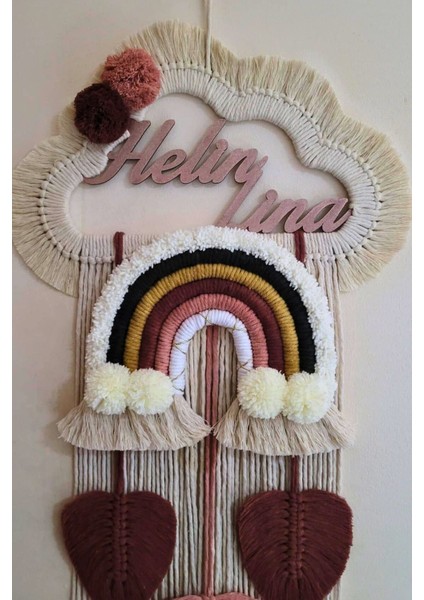 Doa Filstore Makrome Isme Özel Yaldızlı Bulut Gökkuşağı El Yapımı Bebek Kapı Bebek Odası Bebek Duvar Süsü (35X75) fiyatları