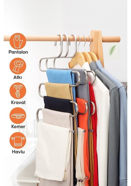 5 Katlı Kıyafet Askısı Kravat Pantolon Etek Askısı Şal Askısı Erkek Pantolon Askısı Organizer fırsatları