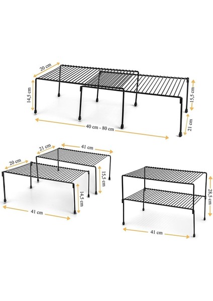 Tekno Trust Metal Dolap İçi Raf Düzenleyici Tezgah Üstü Baharat Rafı Siyah modelleri
