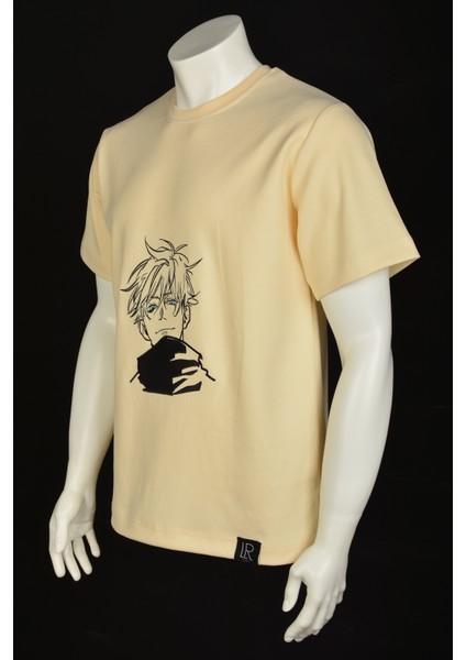 Unisex Kahverengi Kısa Kollu Basic Loose Fit %100 Anime Nakışlı Tişört Jujutsu Kaısen modelleri