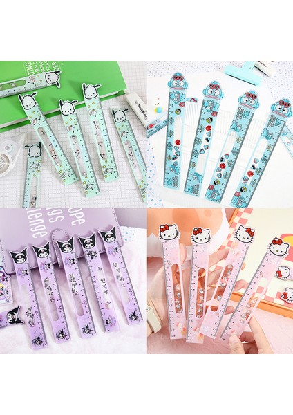 1 Adet Kawaii Sanrio Akrilik Cetvel Karikatür Hello Kitty Kuromi Pochacco Shaker Cetvel Çizim Aracı Bookmark Kırtasiye Öğrenci Hediye (Yurt Dışından)