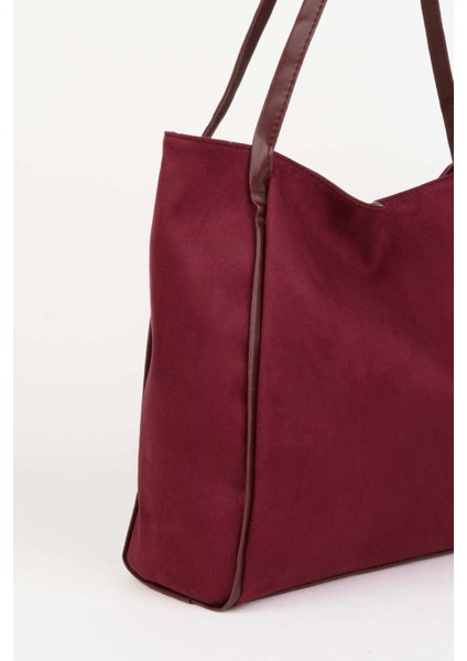 Kadın Süet Bordo Büyük Boy Fermuar Kapama El Kol ve Omuz Çantası fırsatları