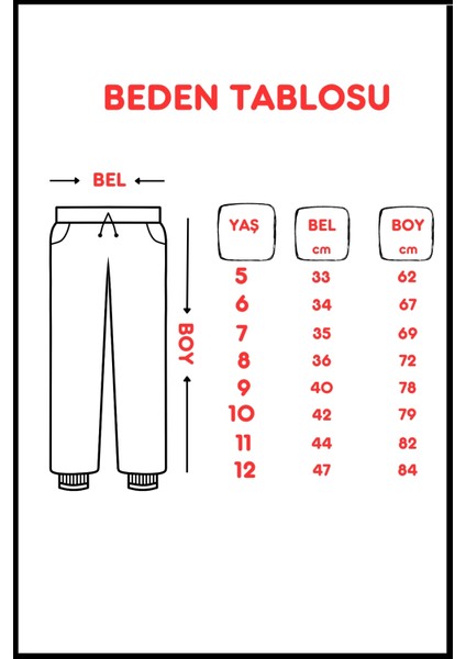 Unısex Çocuk Düz Tek Alt Içi Pamuklu 3 Iplik Beli Lastikli 193201-2