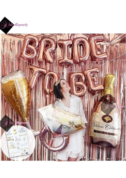 Bride To Be Bekarlığa Veda Partisi Balon Süsleme Rose Gold