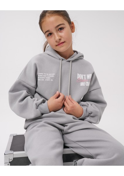 Kız Çocuk Baskılı Oversize Kışlık Eşofman Takımı fiyatları