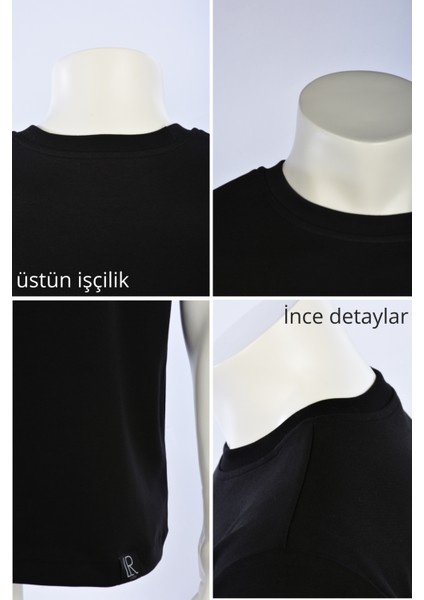 Basic Siyah Relaxed Fit Unisex Pamuklu Tişört Gear 5 Anime Full Nakış Baskılı Anime