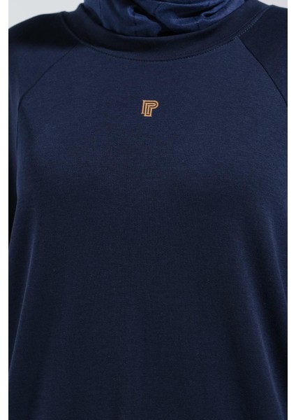 2255_REGLAN Kollu Minimal Baskılı Basic Oversize Rahat Kalıp Tesettür Tunik