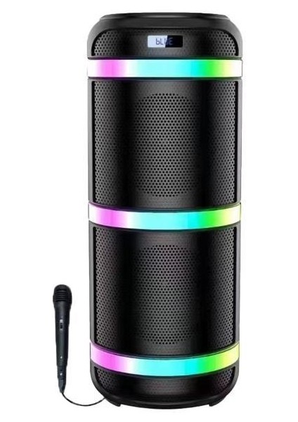 CS-6600 Siyah Kablosuz Rgb Işıklı Taşınabilir Şarjlı Mikrofonlu Bluetooth Hoparlör Speaker