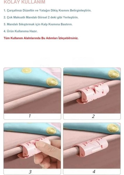 6 Adet Çarşaf Sabitleyici Klips Poşet Torba Kapatma Gıda Saklama Klipsi Elbise Mandalı Kablo Tutucu
