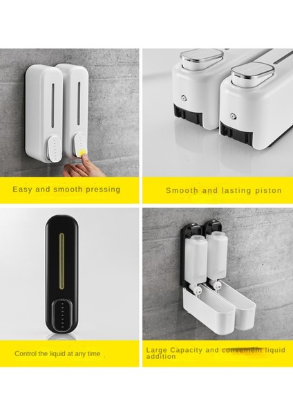 300 ml Duvara Monte Plastik Sıvı El Sabunu Dispenseri - Siyah modelleri