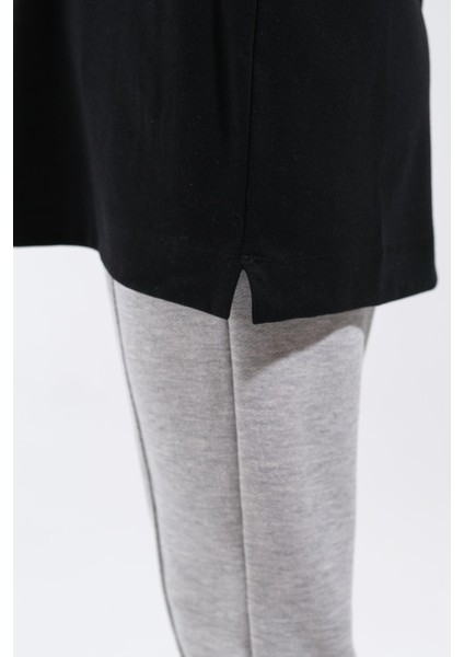 2255_REGLAN Kollu Minimal Baskılı Basic Oversize Rahat Kalıp Tesettür Tunik