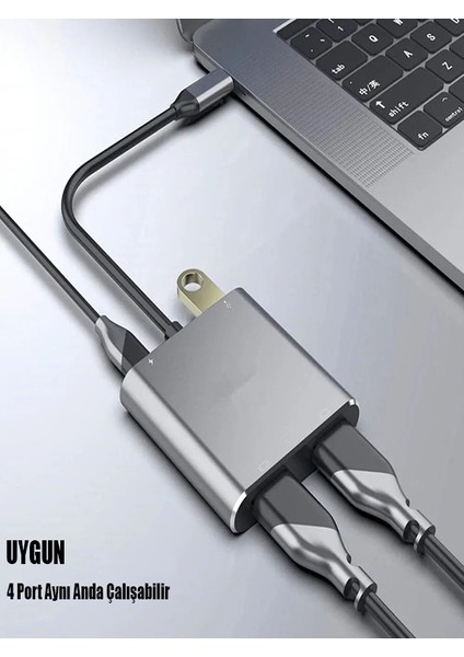 Macbook Çift Monitör Genişletici Type-C To Usb+4k Çift Hdmı+Usb Çoklayıcı Extender Hub