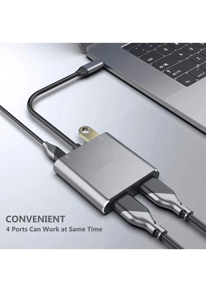 Macbook Çift Monitör Genişletici Type-C To Usb+4k Çift Hdmı+Usb Çoklayıcı Extender Hub