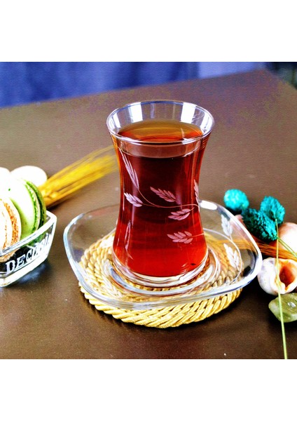 Nazen 6 Kişilik 12 Parça Çay Seti 175cc Sürgün Desenli