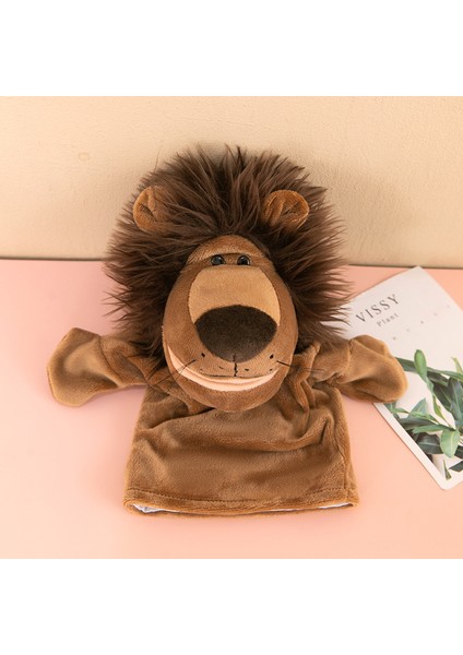 Koyu Kahverengi Aslan Rol Yapma Çocuk Yatıştırıcı El Kuklası Peluş Oyuncak 25CM (Yurt Dışından)