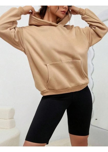 Unisex Oversize Pamuklu Yumuşak Dokulu 3 Iplik Şardonlu Kapüşonlu Sweatshirt fiyatları