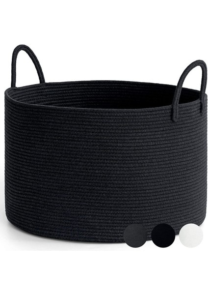 Tekno Trust Clover Özel Pamuklu Saplı Jüt Battaniye Sepeti Hasır Oyuncak Sepeti Jüt Çamaşır Sepeti 40-30