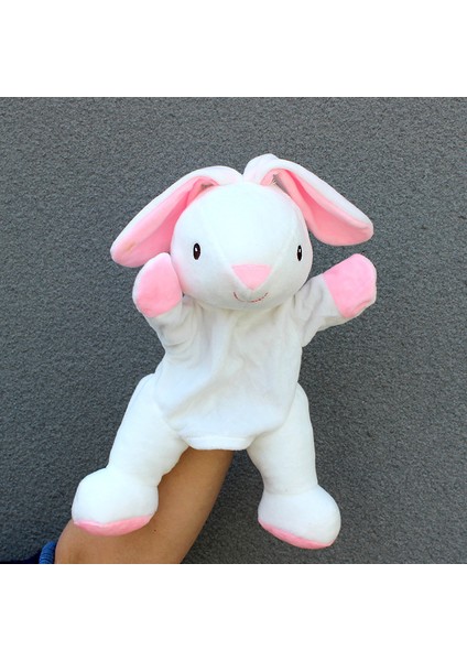 Beyaz Tavşan Hayvan Rol-Oyun El Kuklası Peluş Oyuncak Çocuklar Için 28CM (Yurt Dışından)