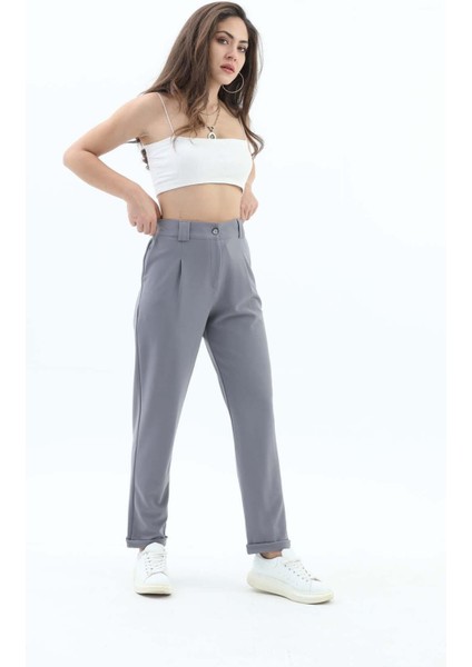 Isawella Beli Lastikli Cepli Havuç Pantolon - Gri fırsatları