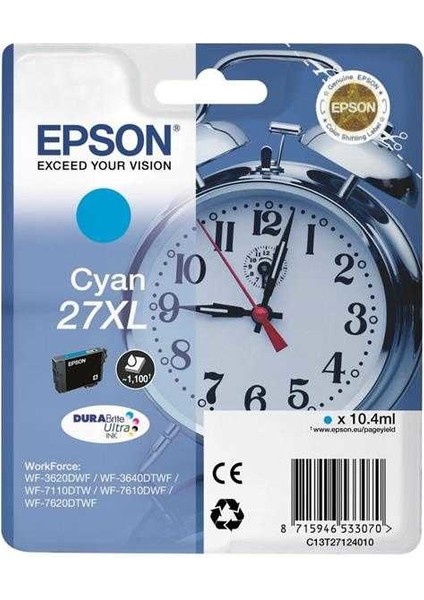 Tonersepeti Epson 27XL-T2712-C13T27124020 Mavi Kartuş