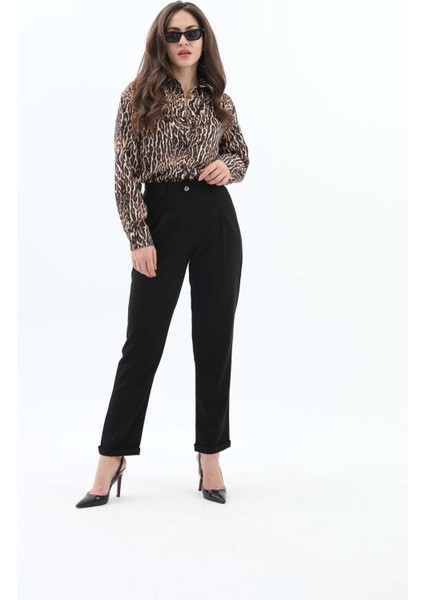 Isawella Beli Lastikli Cepli Havuç Pantolon - Siyah modelleri