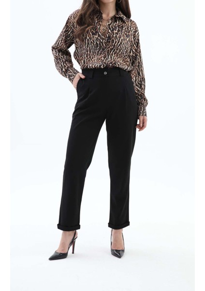 Isawella Beli Lastikli Cepli Havuç Pantolon - Siyah fırsatları