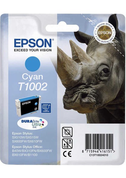 Tonersepeti Epson T1002-C13T10024020 Mavi Kartuş