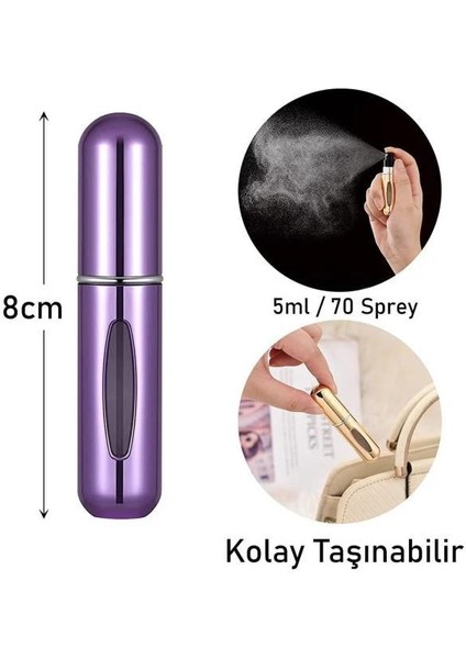 5 ml Seyahat Parfüm Şişesi Doldurulabilir Mini Cep Yedek Parfüm Şişesi Boş Fısfıs Sprey Şişe