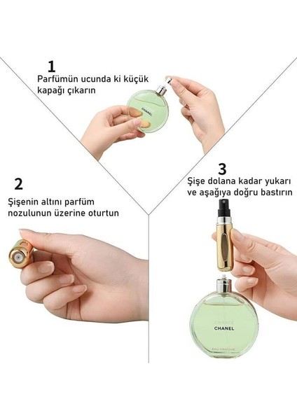 5 ml Seyahat Parfüm Şişesi Doldurulabilir Mini Cep Yedek Parfüm Şişesi Boş Fısfıs Sprey Şişe