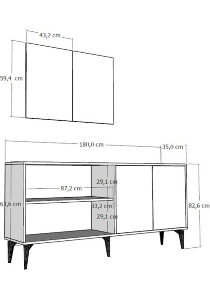 Cantek Dizayn Sintaa 180 cm Konsol (KX180) Antrasit-Beyaz