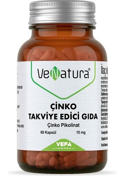 Çinko Her 1 Kapsülde Çinko 15 Mg 60 Kapsül