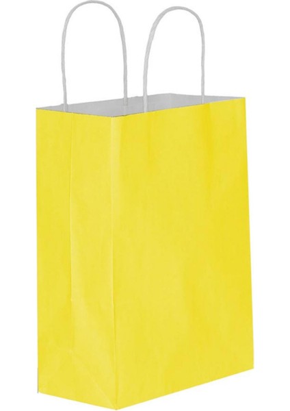 Burgu Saplı Sarı Kağıt Çanta 25X31X12CM 250 Adet