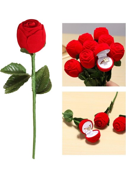 Gül şeklinde yüzük küpe kutusu evlilik teklifi - kırmızı fiyatları