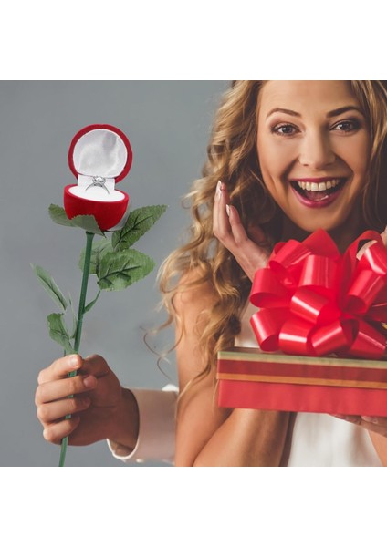 Gül şeklinde yüzük küpe kutusu evlilik teklifi - kırmızı fırsatları