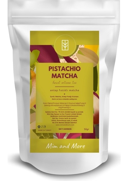 Pistachio Matcha - Antep Fıstığı Aromalı Matcha, 50 Gr