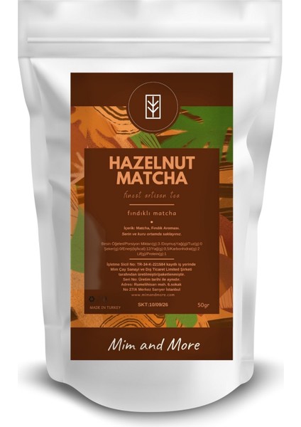 Hazelnut Matcha - Fındık Aromalı Matcha, 50 Gr