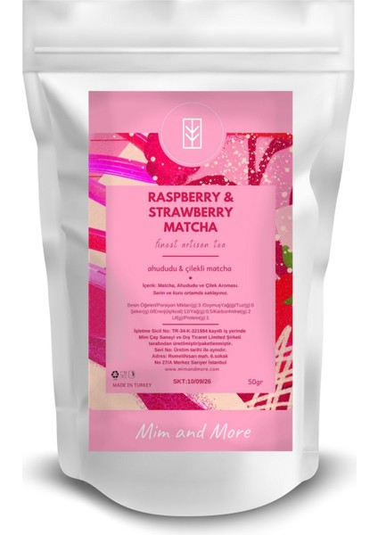 Raspberry & Strawberry Matcha Ahududulu ve Çilekli Matcha 50 gr