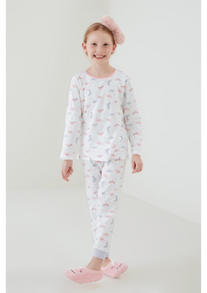 Kız Çocuk Dino 4lü Pijama Takımı