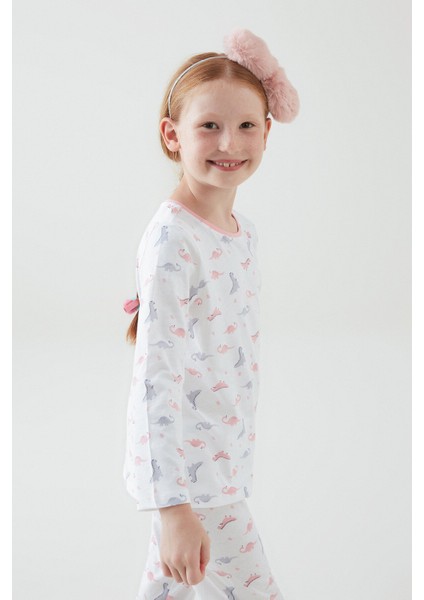 Kız Çocuk Dino 4lü Pijama Takımı