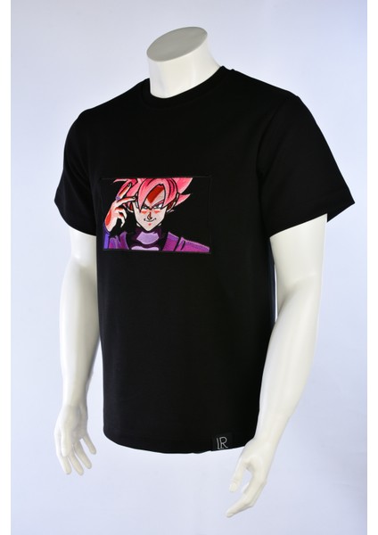 Unisex Loose Fit Siyah Dragon Ball Anime Nakışlı Rahat Kesim Tshirt modelleri