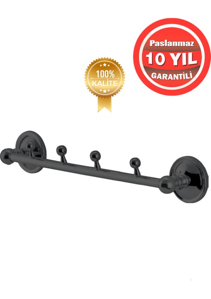 Paslanmaz Pirinç Mat Siyah Bella 4'lü Set Askılık