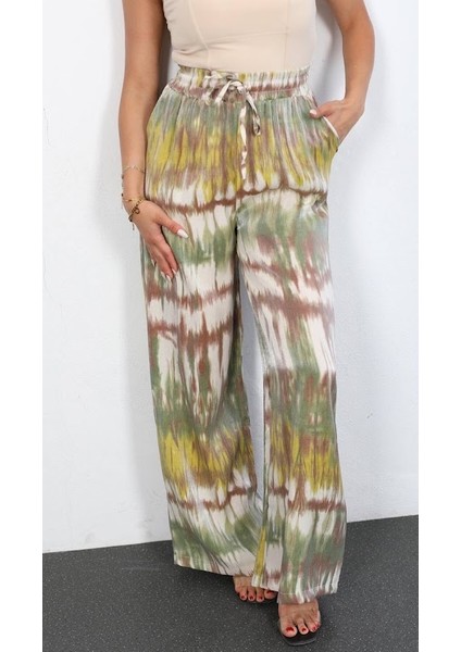 Batik Desenli Saten Pantolon modelleri