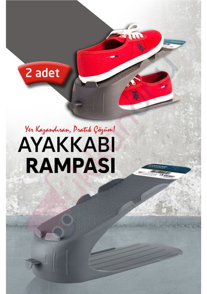 2 Adet Ayakkabı Rampası Ayakkabı Düzenleyici Organizer Antrasit