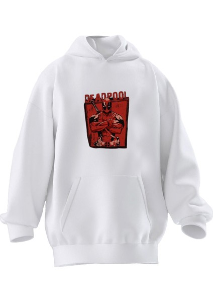 Unisex Premium Pamuk Beyaz Dead Poster Baskılı 3 Iplik Kapüşonlu Sweatshirt