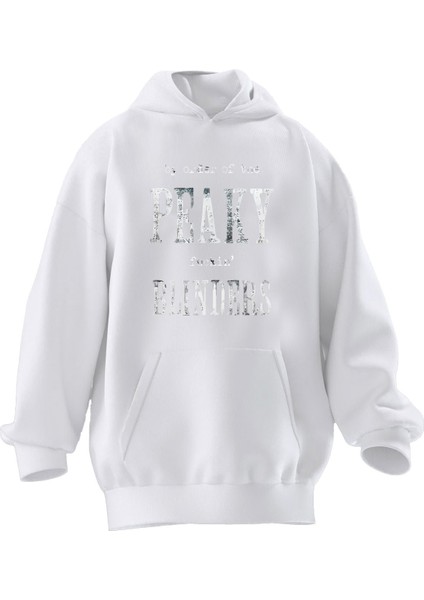Unisex Premium Pamuk Beyaz Peaky Blınders Baskılı 3 Iplik Kapüşonlu Sweatshirt