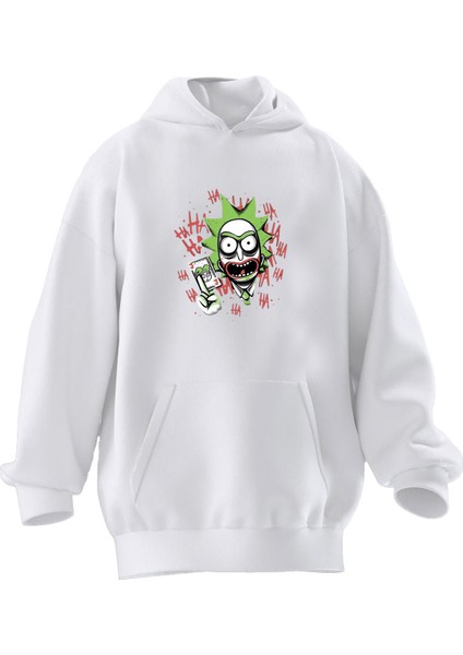 Unisex Premium Pamuk Beyaz Tom Poker Baskılı 3 Iplik Kapüşonlu Sweatshirt