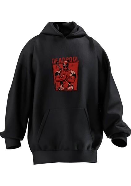 Unisex Premium Pamuk Siyah Dead Poster Baskılı 3 Iplik Kapüşonlu Sweatshirt