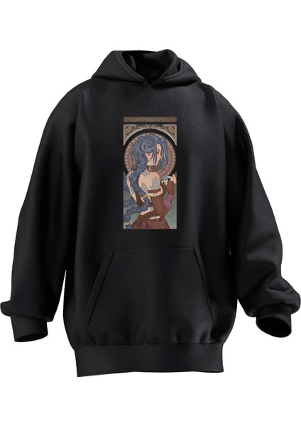 Unisex Premium Pamuk Siyah Jinx Poster Baskılı 3 Iplik Kapüşonlu Sweatshirt