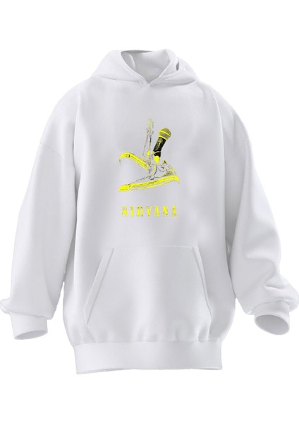 Unisex Premium Pamuk Beyaz Nirvana Convers Baskılı 3 Iplik Kapüşonlu Sweatshirt