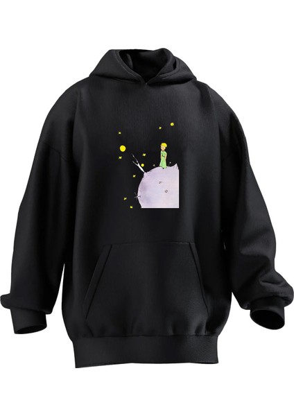 Unisex Premium Pamuk Siyah Uçurum Kenarı Baskılı 3 Iplik Kapüşonlu Sweatshirt